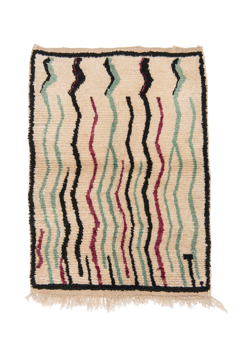 Funky Zebra | 2.8' x 3.8' - Mint + Wool