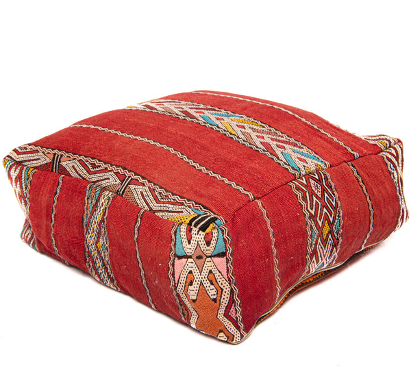 Red Kilim Moroccan Pouf