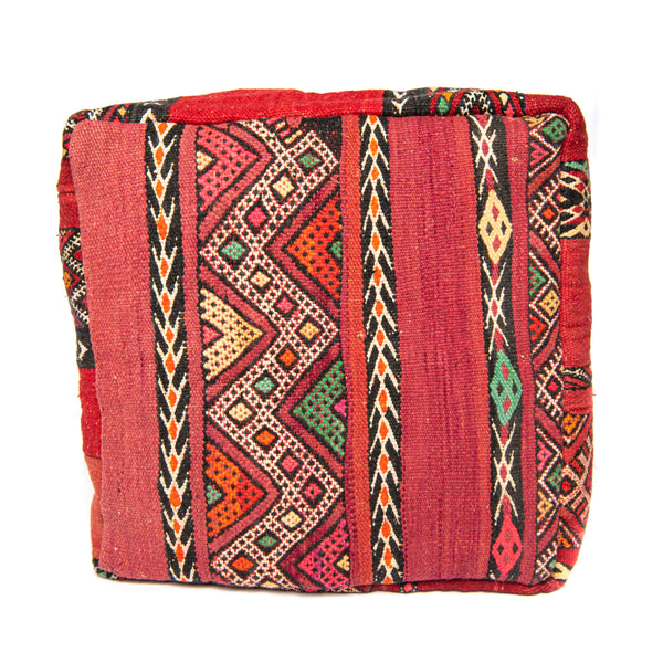 Multicolored Kilim Moroccan Pouf